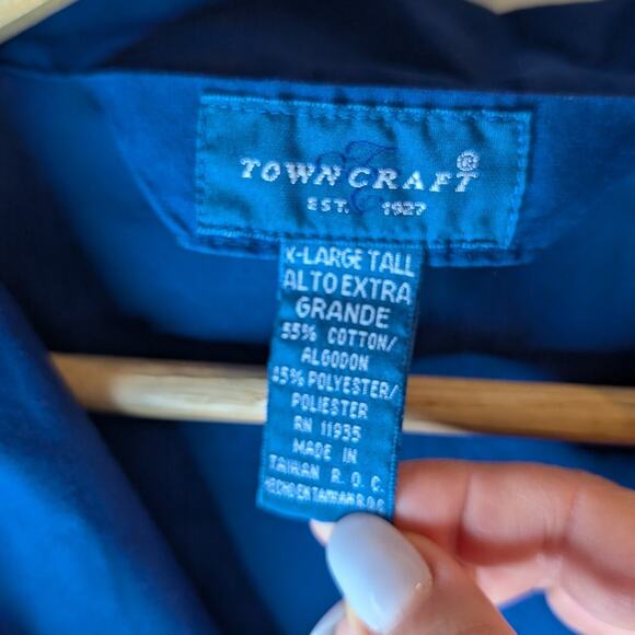 Town Craft Navy Burgundy Piping Pajama Top Eclectic Grandpa Vintage XL Tall - Picture 3 of 5